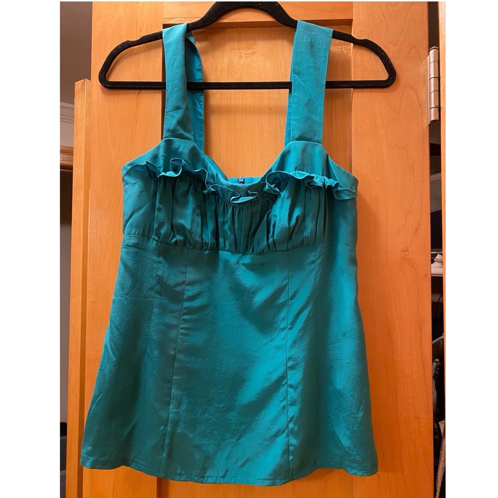 NWT Nanette Lepore Silk Teal Top